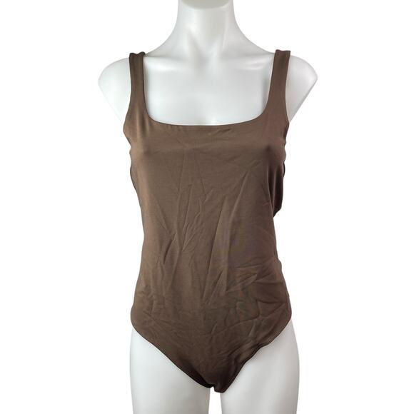 Banana Republic Brown Sleeveless Square Neck Thong Tank Bodysuit Top Size M - Picture 1 of 4